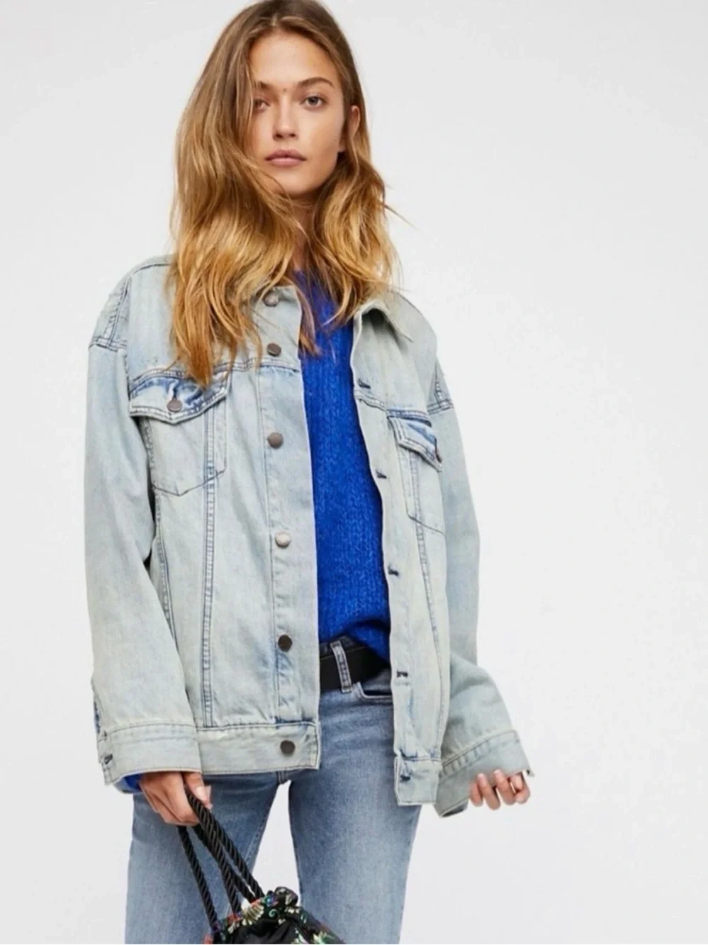 Free people We The Free oversized denim trucker jacket XS/S - Picture 2 of 10